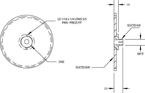 Spur Gears Clamp Hub Assembly